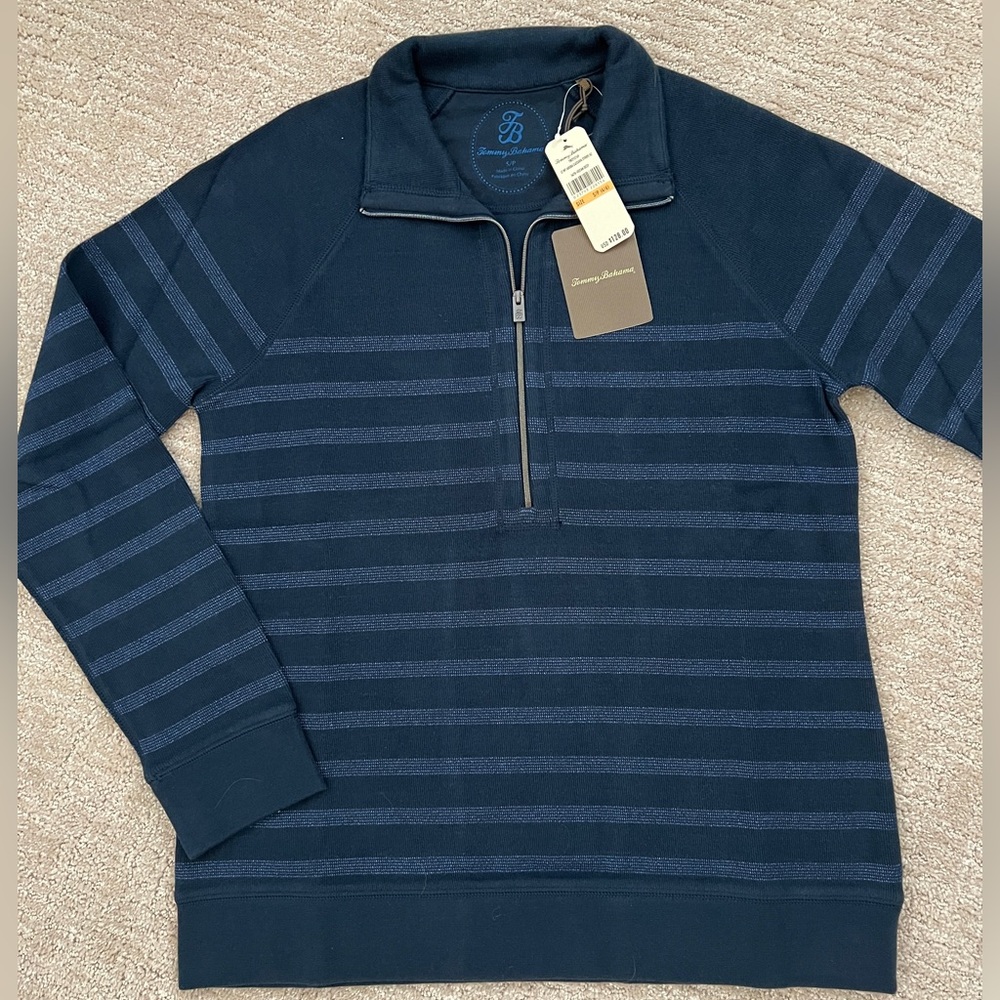 Tommy Bahama Aruba Half Zip Shimmering Stripe Sweatshirt, Size Small